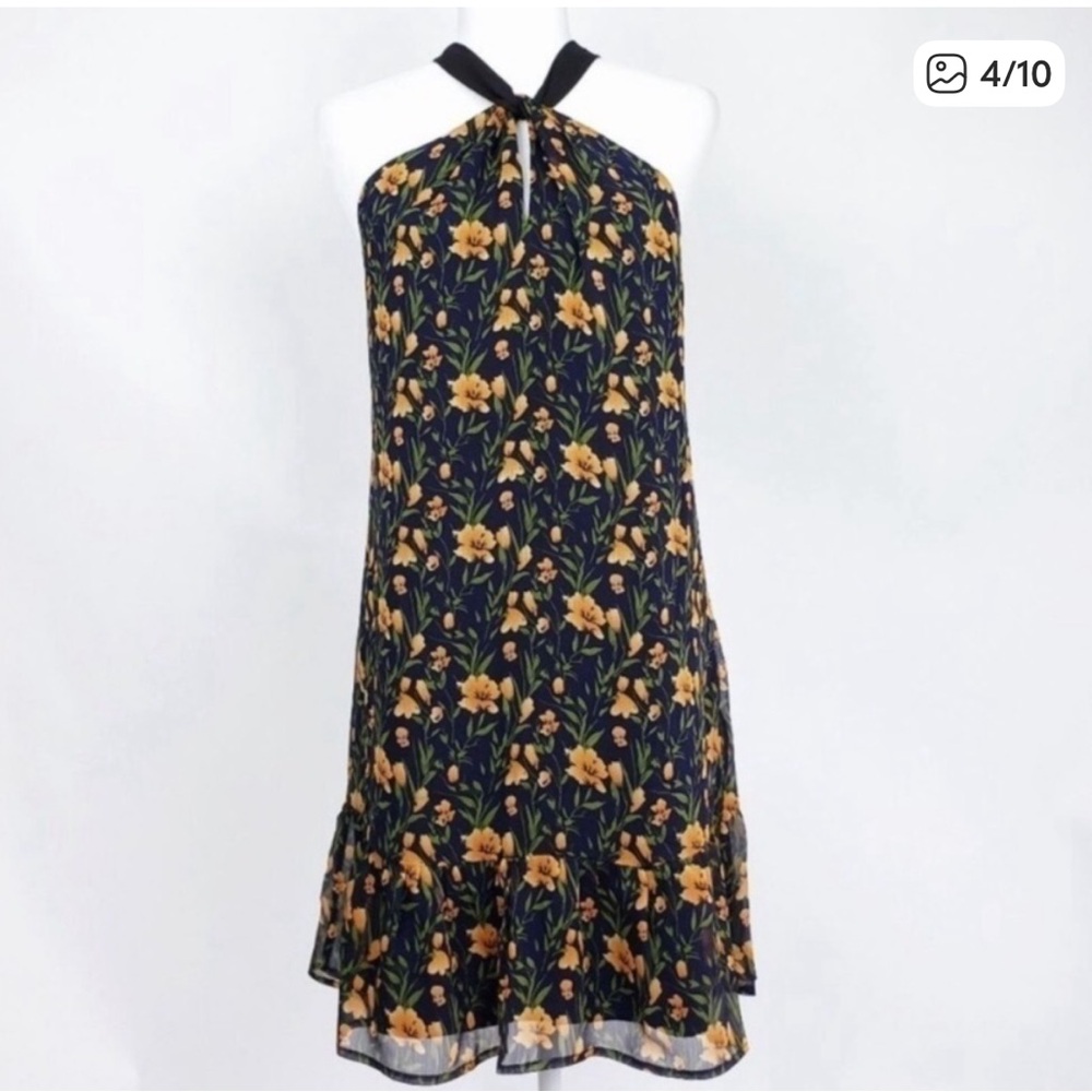 NWOT floral keyhole mini sheath chiffon dress baby shower bridal Sam edelman